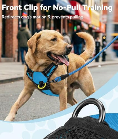 Joytale No Pull Dog Harness Medium Sized Dog, Reflective Pet Vest with Front Clip, Adjustable Soft Padded Harnesses with Easy Control Handle for Training and Walking, Sky Blue, M - color: SkyBlue, size: Medium