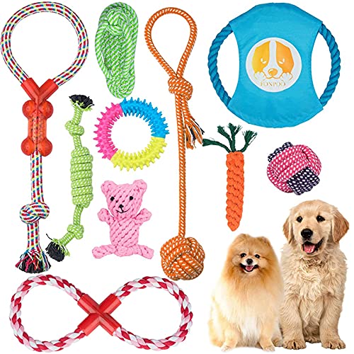 Dog Chew Toys for Small to Medium Dogs - 10 Pack Tough Dog Toys, Interactive Rope Teething Toy for Puppy, Durable Tug of War Toy, Birthday and Festival Gift Set - color: 10 Pack