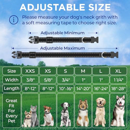 TECEUM Reflective Dog Collar – Black – XXS – Extra Soft Padding – Basic Nylon Pet Collar – Quick Release Buckle – Fits Small, Medium and Large Dogs, Puppies, Cats – ESA & Service Dog Options - color: Black, size: XX-Small