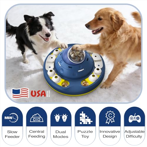 KADTC XL 2-Level Dog Puzzle Toy, Mental Stimulation for Dogs | 3 Cups central feeder adds shake-to-release rewards and adjustable channels for beginner-to-advanced play.