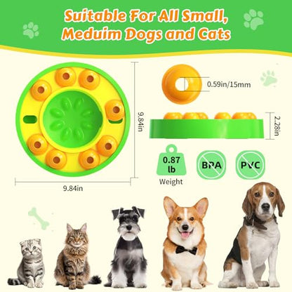 Dog Food Puzzle Toys Interactive Game Toy for IQ Training Enrichment Dog Food Puzzle Slow Feeder for Small, Medium Dogs and All Cats (Green Bowl) - color: Green Bowl