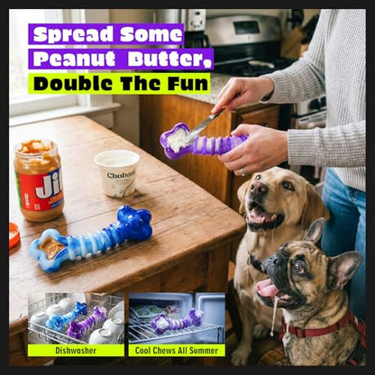 Kseroo 2-Pack Indestructible Dog Toys for Aggressive Chewers: Beef-Flavored Tough Dog Chew Toys, Nylon Large Dog Chew Toys to Keep Them Busy, Dog Chew Bones for 25-70lbs Medium & Large Dogs - color: Purple