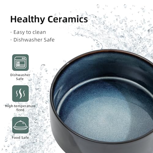 Havniva 8.3inch Ceramic Dog Bowls Dog Food Bowl for Large Breed Dog Food and Water Bowl Non-Slip Dog Dish Large Capacity Feeding Pet Water Bowl - color: 1 Bowl - Starry Sky, size: 8.3inch