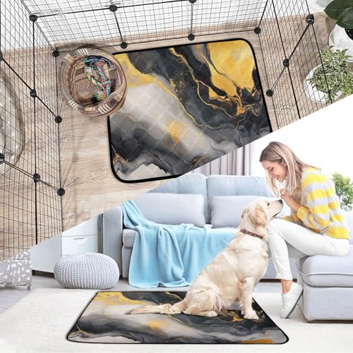 Qilmy Marble Pet Mat, Waterproof Reusable Dog Training Pad Anti-Slip Pet Creat Pad for Small Medium Large Dogs and Cats - size: Smallx3