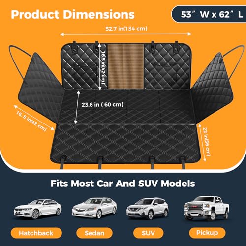 Dog Car Seat Cover for Back Seat, Hard Bottom Back Seat Extender for Dogs - Supports 400lbs, 2026 New Waterproof, Scratch Resistant, Anti Slip Portable Dog Hammock,Suitable for Cars Grey