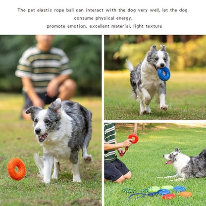 Dog Toys Squeaky - Spiky Ring for Chewers Dog Teething Toy with Rope, Squeaky Puppy Teething Spikey Glitter Ring Chew Toy, Aggressive Chew Indestructible for Puppy Teething Boredom Relief (Green) - color: Green