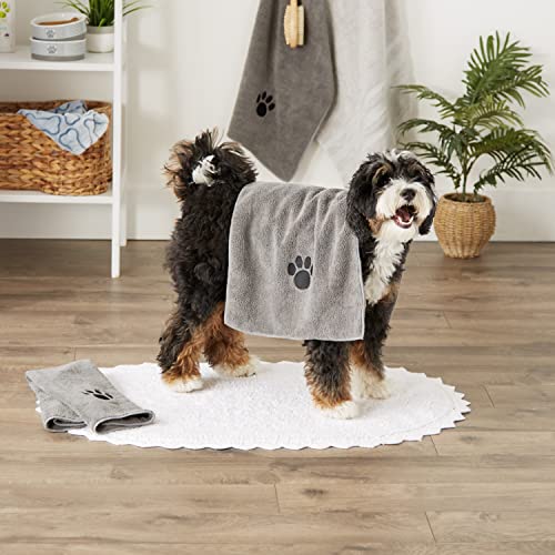 Bone Dry Pet Grooming, Embroidered Microfiber Towel Drying Collection, 15x30, Gray - color: Gray, size: 15x30"