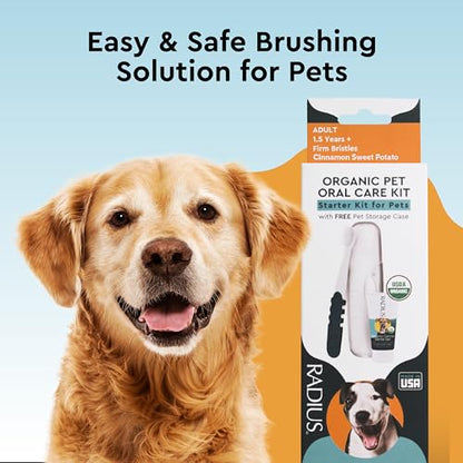 RADIUS Canine Oral Care Kit, Includes 1 Pet Toothbrush, 1 Critter Case, and 0.8 oz Canine Pet Toothpaste, Firm Bristle & Non Toxic Toothpaste for Dogs - style: Adult - Pack of 1
