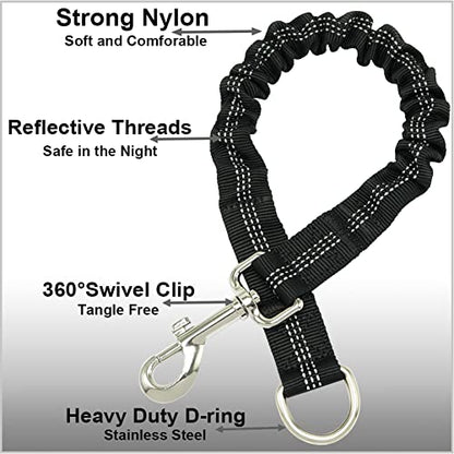 MayPaw Bungee Dog Leash Extension Attachment, 18" Reflective Shock Absorbing Lead Extender for Dog Walking Running Training (Black)