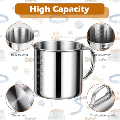 2 Pcs Dog Food Scoop 1.5 Cup,304 Stainless Steel Measuring Cups with Handle Pet Food Measuring Scoop for Dogs, Cats, Birds & Rabbits – Ideal for Dry Food & Treats (1.5 CUP) - size: 1.5 CUP