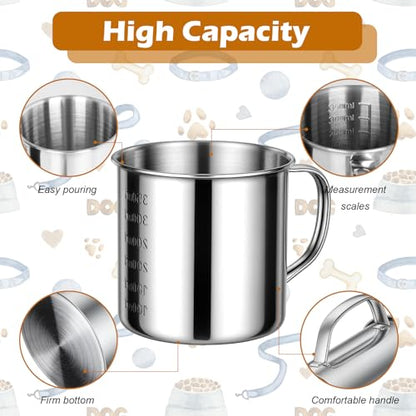 2 Pcs Dog Food Scoop 1.5 Cup,304 Stainless Steel Measuring Cups with Handle Pet Food Measuring Scoop for Dogs, Cats, Birds & Rabbits – Ideal for Dry Food & Treats (1.5 CUP) - size: 1.5 CUP