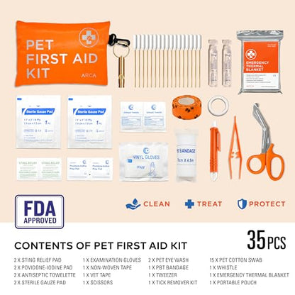 ARCA PET Dog First Aid Kit - Pet Emergency Kit - Water Resistant High Visibility Reflective First Aid Pouch Dog Camping Essentials for Hiking, Backpacking, Sports, Hunting - size: Ready-Go Pouch