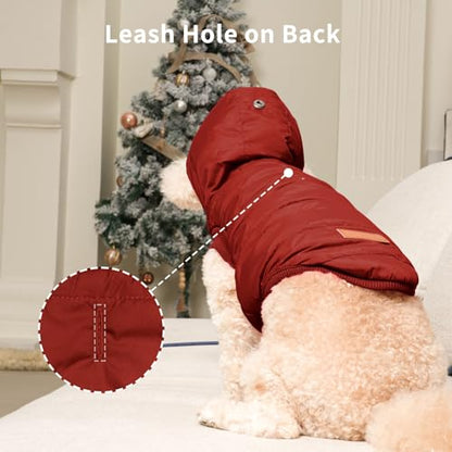 Vecomfy Fleece Lining Extra Warm Dog Hoodie in Winter,Small Dog Jacket Puppy Coats with Hooded,Red XS - color: Red, size: X-Small (Pack of 1)