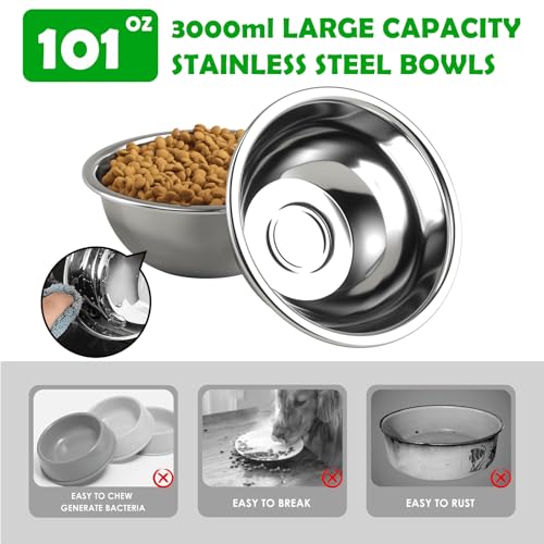 SHAINFUN Elevated Dog Bowls Stand for Large/Extra Large Dogs with Mat, 6 Height Adjustable Raised Dog Bowl, Three 101oz Food Water Bowls - color: Triple Dog Bowl & Mat, size: X-Large Dogs