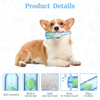 Water Bottle Dog Toy for Aggressive Chewers,Ball in Bottle Rubber Dog Toy,Cute Interactive Pet Rubber Cruncher for Dogs Aggressive Chewers Large/Medium/Small(Blue) - color: Blue