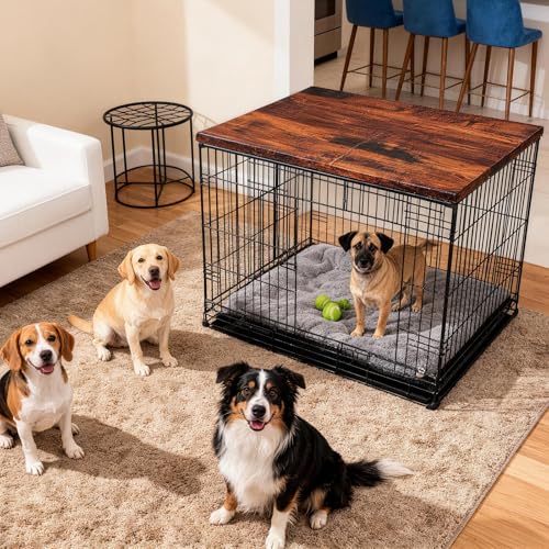 Dog Crate Topper Covers Plastic Foldable High Side Lip Dog Kennel Countertop Table Top(42" x 28") - size: 42" x 28"