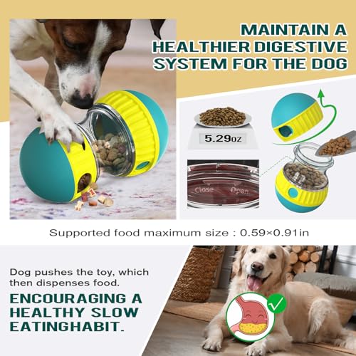 BSISUERM Dog Puzzle Toy Adjustable Treat Dispensing Ball Food Dispenser Tough Slow Feeder Puppy Enrichment Training Toy Pet Interactive Chase Toys for Small Medium Large Dogs to Keep Them Busy, Green - color: Green - Single - Standard