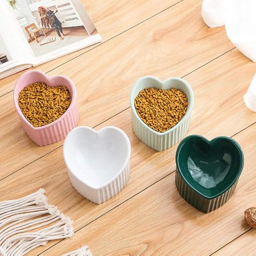 White Ceramic Raised Cat Bowls, Tilted Elevated Food or Water Bowls, Stress Free, Backflow Prevention, Dishwasher and Microwave Safe, Lead & Cadmium Free - color: White