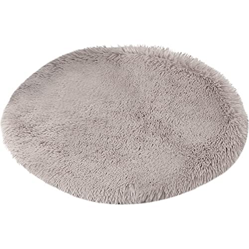 39 Inch Plush Dog Bed Mat Warm Fluffy Round Puppy Crate Pad with Anti-Slip Waterproof Bottom Soft Comfy Pet Kennel Mat for Small and Medium Dogs Sleeping(Light Coffee) - color: Light Coffee, size: 39 Inch