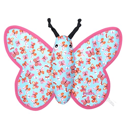The Worthy Dog Butterfly Tough Plush Dog Toy – Durable Chomp-Resistant Dog Toy with Multiple Squeakers, Reinforced Mesh Lining & Strong Stitching - Blue, Small - color: Butterfly - Pale Blue, size: Small