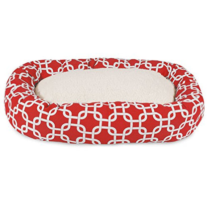 Majestic Pet 24 Inch Links Sherpa Calming Dog Bed Washable – Cozy Soft Round Dog Bed with Spine for Head Support - Fluffy Donut Dog Bed 24x19x7 (inch) – Round Pet Bed Small - RED - color: Red, style: 24 in.
