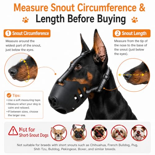 Dog Muzzle, Soft Basket Muzzle with Adjustable Reflective Straps, TPE Mouth Guard Allows Panting Drinking and Treats, for Grooming Walking Training Vet Visits, Black(Large) - size: Large