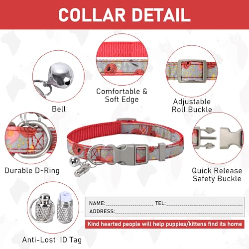GAMUDA Small Dog Harness Collar and Leash Set, Step in No Chock No Pull Soft Mesh Adjustable Dog Vest Harnesses Plaid Reflective for Dogs Puppy Cats Kitten Rabbit (Red Flower, XXS) - color: Red Flower, size: XXS