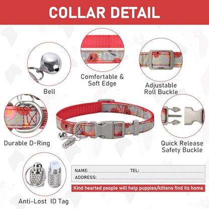 GAMUDA Small Dog Harness Collar and Leash Set, Step in No Chock No Pull Soft Mesh Adjustable Dog Vest Harnesses Plaid Reflective for Dogs Puppy Cats Kitten Rabbit (Red Flower, XXS) - color: Red Flower, size: XXS