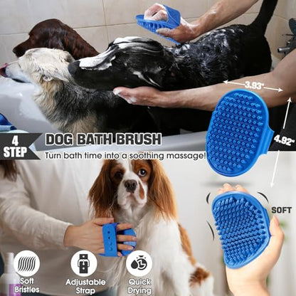 Bonteck Dog Slicker Brush for Dogs Grooming Kit 5PCS | Large Dog Brush for Goldendoodles Poodles Doodles | Long Pin Haired Brush | Poodle Brushes and Comb (Blue) - color: Blue