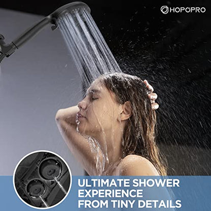 6-Mode High Pressure Handheld Shower Head Set, Consumer Reports Recommended HOPOPRO High Flow Hand Held Showerhead with 59 Inch Hose Bracket Teflon Tape Rubber Washers - color: Matte Black, style: 6 Modes