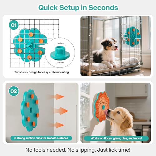 2 in 1 Lick Mat for Crate Training, Dog Slow Feeder Anxiety Relief Enrichment Pad with Suction Cups, Dishwasher Safe, BPA-Free Silicone for Small & Medium Dogs, 1 Pack - size: 1