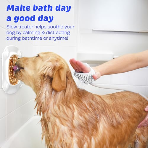 Aquapaw Lick Mat for Dogs 2-Pack XL, Suction Cup Dog Slow Feeder Pad & Licking Mat for Peanut Butter Treats – Calming Dog Bathing Aid, Stress Relief & Mental Stimulation for All Breeds - White