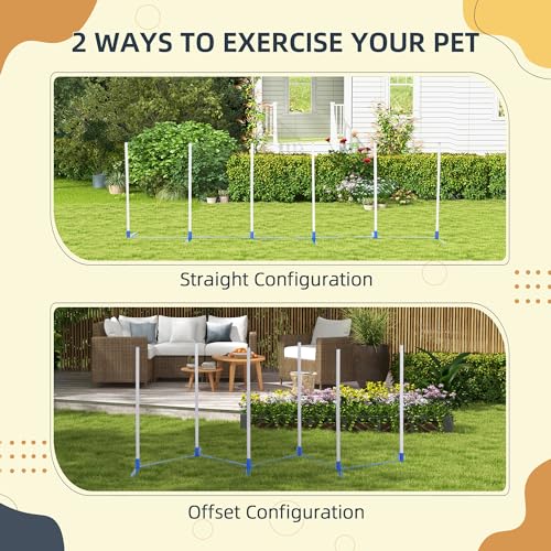 Agility Weaves Poles, Adjustable Dog Agility Kit Training Course Equipment for Puppy with Storage Bag