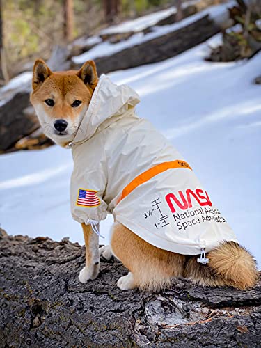 ChoChoCho NASA Dog Raincoats, Reflective Rain Jacket Water Proof, Dog Clothes, Cat & Puppy Stylish Streetwear Outfit (White, S) - color: NASA-White, size: S (Chest: 9.5''-13' / Suggest: 2-5 lbs)