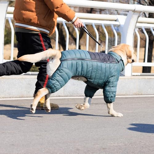 ArmyGreen Dog Warm Coat, Waterproof Windproof Reflective Vest, Zippered Adjustable Snow Jacket for Small to Large Dogs - color: Armygreen, size: M (12.5inch Back)