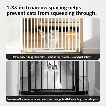 78.74" Extra Tall Cat Gate for Doorway, Wide Adjustable 27.56"-41.7" No Drilling Pet Proof Safety Door Gate, Pressure Mount Full Dog Barrier for Stairs Kitchen House-White - size: W37.01"-41.7‘’