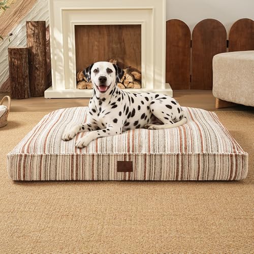SOMAHE 4 Inch Orthopedic Dog Bed for Crate, 35 x 27 Inch, Orange Chenille | Washable Removable Cover, Waterproof Inner Liner, Non-Slip Bottom, Orthopedic Dog Crate Mattress for Medium & Large Dogs - color: Orange, size: 35"L x 27"W x 4"H Inches