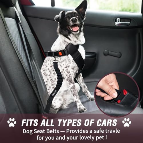 COOYOO Dog Seat Belt,Retractable Dog Car Harness Seat Belt for Car Adjustable Nylon Pet Safety Seat Belts Heavy Duty & Elastic Bungee Buffer - color: 11-Fuchsia