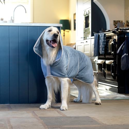 Lucky Pooch® Dog Robe - Luxurious Dog Bathrobe - Ultra Absorbent Dries Your Dogs in Minutes! Double-Layer, Super Soft Towel and Bath Robe All in One (XXS, Petrol Blue) - color: Petrol Blue, size: XXS