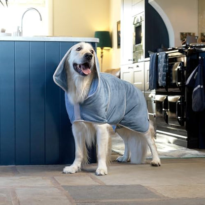 Lucky Pooch® Dog Robe - Luxurious Dog Bathrobe - Ultra Absorbent Dries Your Dogs in Minutes! Double-Layer, Super Soft Towel and Bath Robe All in One (XS, Petrol Blue) - color: Petrol Blue, size: XS