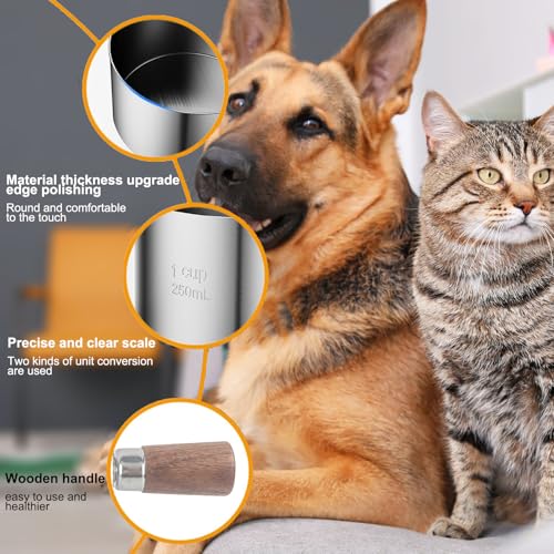 1 Cup Stainless Steel Dog Cat Food Measuring Scoop for Dry and Wet Food, Accurate Measurement for Rice, Flour, Grain (Silver) - color: Silver