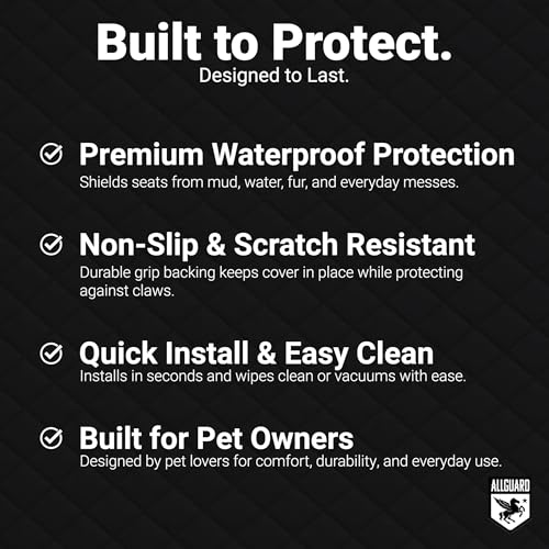 Dog Car Seat Cover, Back Seat Pet Cover - Waterproof, Scratchproof, Nonslip, Backseat Protection from Fur, Dirt, Accidents, Car Size, Black/Purple Color, Safety Harness Included - color: Black with Purple Trim, size: Car Size (Standard)