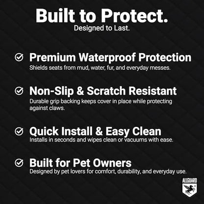 Dog Car Seat Cover, Back Seat Pet Cover - Waterproof, Scratchproof, Nonslip, Backseat Protection from Fur, Dirt, Accidents, Car Size, Black/Purple Color, Safety Harness Included - color: Black with Purple Trim, size: Car Size (Standard)