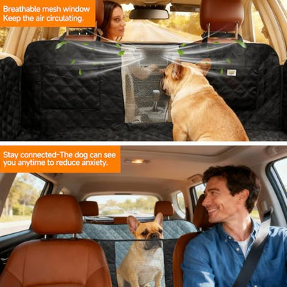 PETTALK Premium 2 Sided Design for Double Comfort Dog Car Cover for Back Seat, Waterproof Dog Hammock for Backseat Non-Slip Pet Protector, Anti Scratch Seat Cover Universal Fit for Cars SUVs Trucks