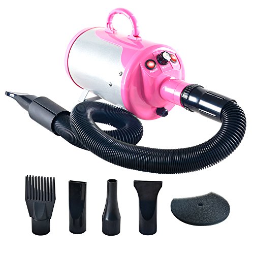 SHELANDY Groomer Partner Pet Hair Force Dryer Dog Grooming Blower with Heater (Pink) - color: Pink