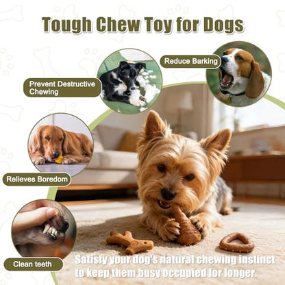 SCHITEC Dog Toys for Aggressive Chewers, 3 Pack Nylon & Wood Dog Chew Toy, Tough Chew Bone for Puppy Small Medium Dogs, Indestructible Teething Dog Toy, Chicken Flavor (Small) - style: Small