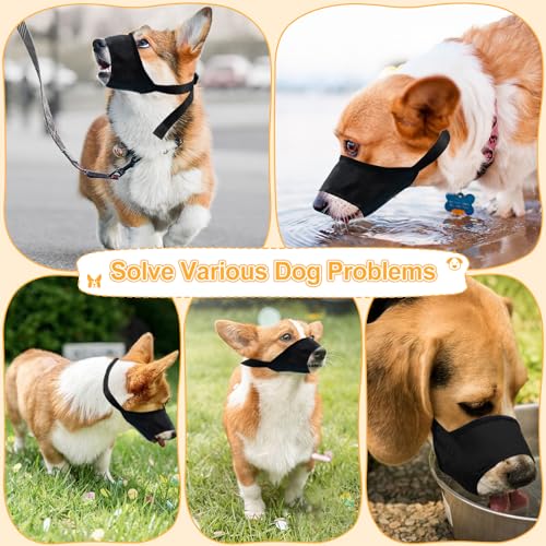 Coppthinktu Dog Muzzle Suit - 7PCS Adjustable Muzzles for Small to Large Dogs, Soft Comfortable Mouth Cover for Long Snout, Controls Biting, Barking & Chewing - color: AA-Black