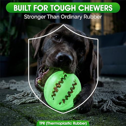 Treat Ball for Dogs, Glowing Dog Ball Toy, Interactive Treat Dispensing Dog Toys for Chewers,dog fetch ball, Glow in The Dark Light Up Ball for Dog, Slow Feeder IQ Training Toy, dog treat toy