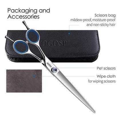 Straight Left Handed Dog Grooming Scissors 7.0'' Professional Dog Shears for Grooming for Pet Cat Japan 440C Dog Scissors for Small Dogs Super Sharp (7.0'' Straight) - size: 7.0 inch, style: Straight Shears