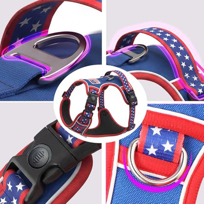 Medium Dog Harness, No Pull Pet Vest with Neck Buckle for Easy On Off, Breathable Walking Harness for French Bulldog, Corgi, Beagle, Padded with Sturdy Handle, 2 Tactical Leash Clips (M Size) - size: Medium
